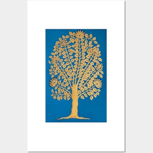 Tree of life, Red and gold, Indian folk art, Phad painting Posters and Art